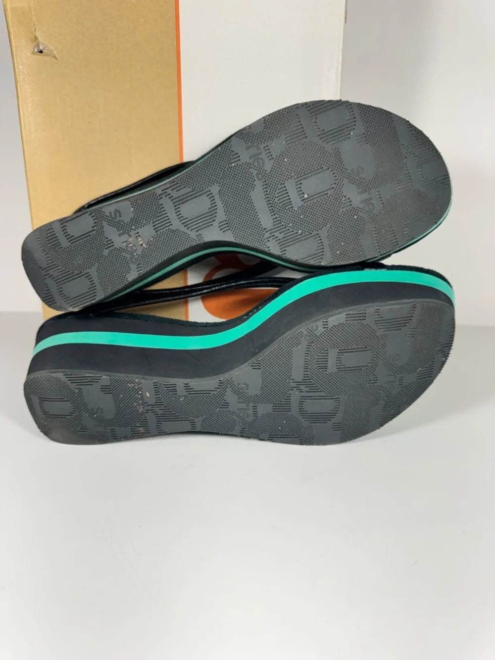 Cole Haan Vintage Platform Wedge Sandals Black Leather Flip Flop Women’s 9 Y2K